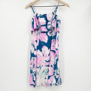 Lilly Pulitzer Annastasha Dress Pink Green Floral Spaghetti Strap Size S